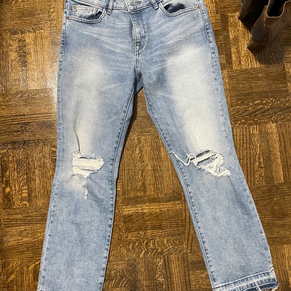 DL1961 Mara Instasculpt Straight Ankle Cropped Frayed Edge/Raw Edge Jeans - Picture 3 of 6